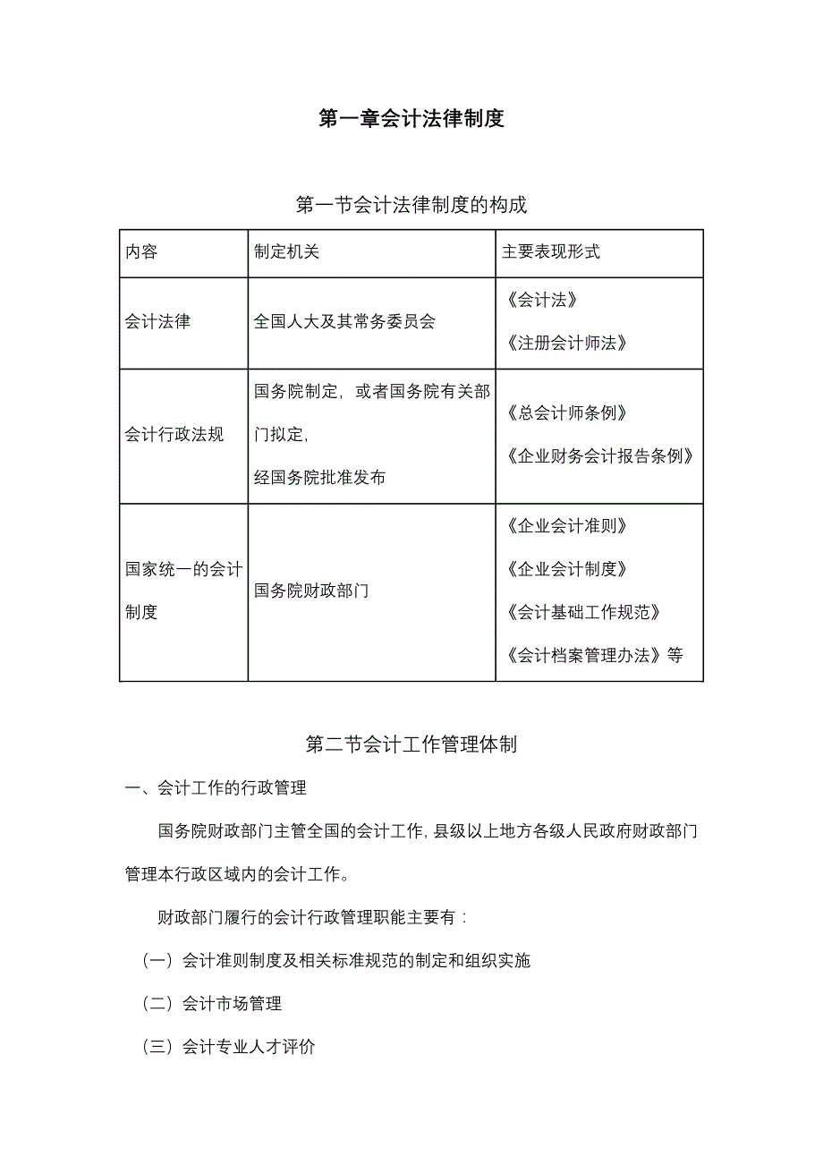 《财经法规与会计职业道德》第一章内容精要_第1页