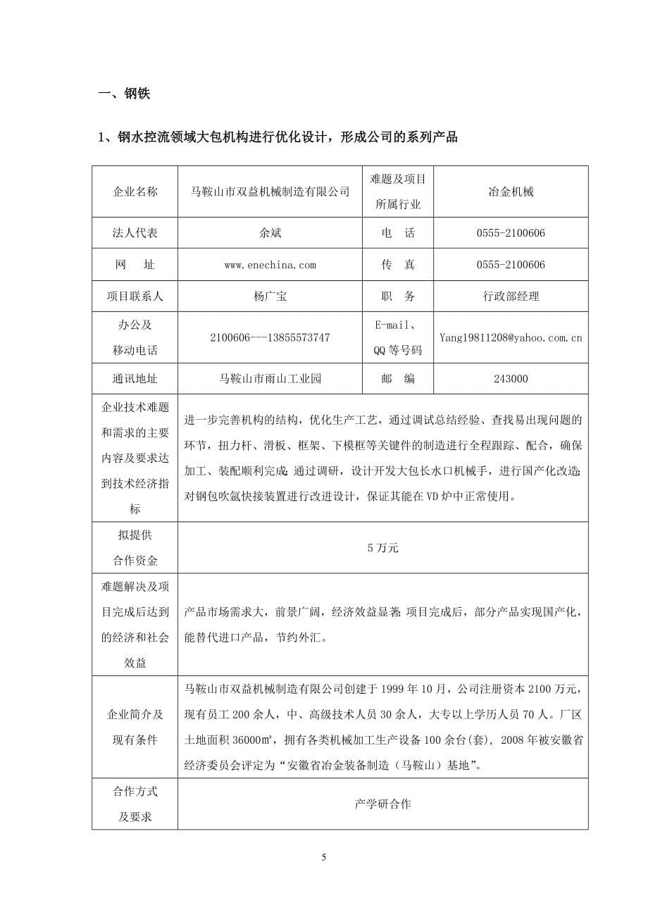 安徽省企业技术难题与需求汇编_第5页