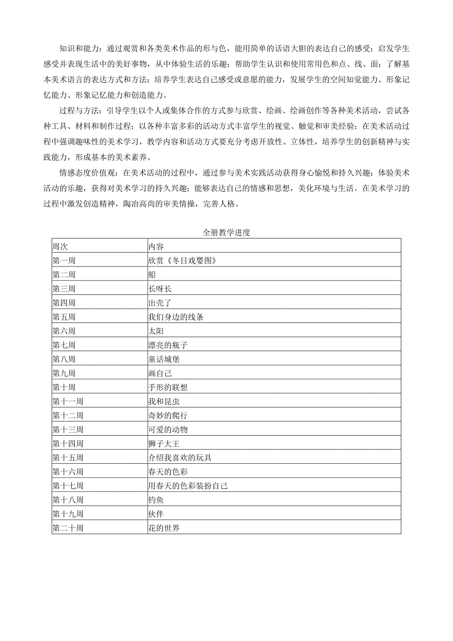 2017年春季新人美版小学美术一年级下册教案(全册A4排版)_第4页