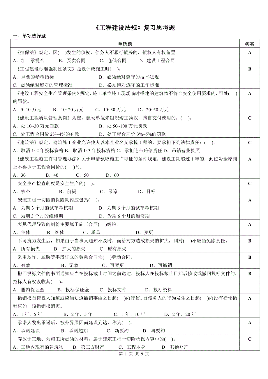 工程建设法规复习思考题_第1页
