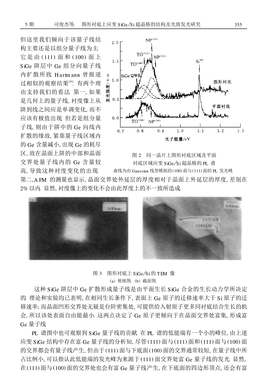 图形衬底上应变SiGeSi超晶格的结构及光致发光研究_第3页