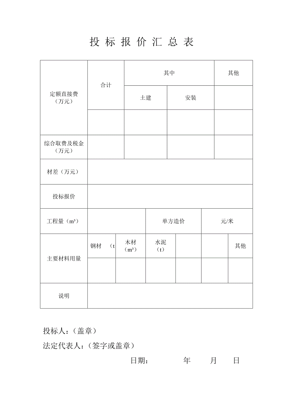 投 标 报 价 汇 总 表_第1页