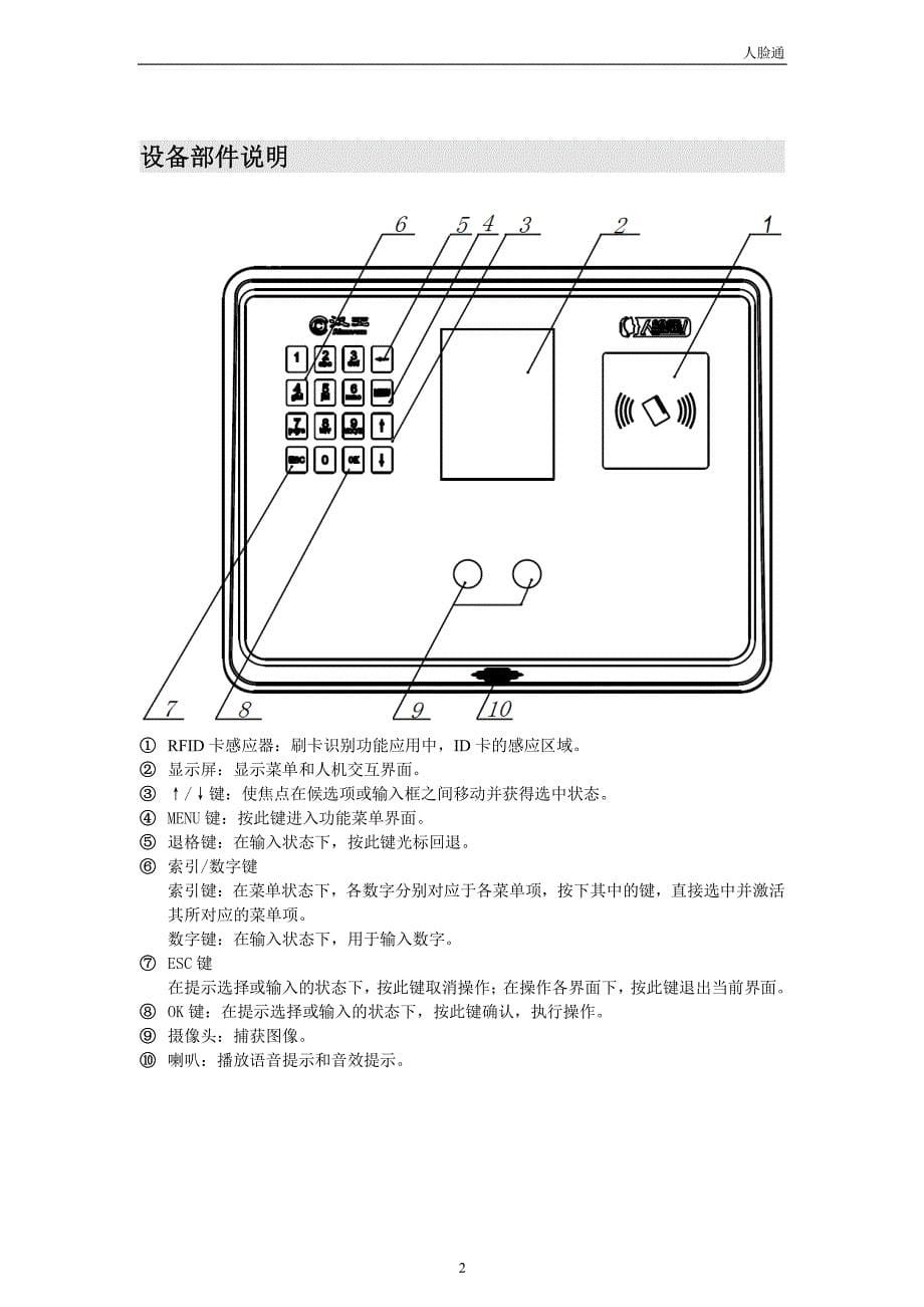 汉王c240w人脸识别门禁考勤机使用手册_第5页