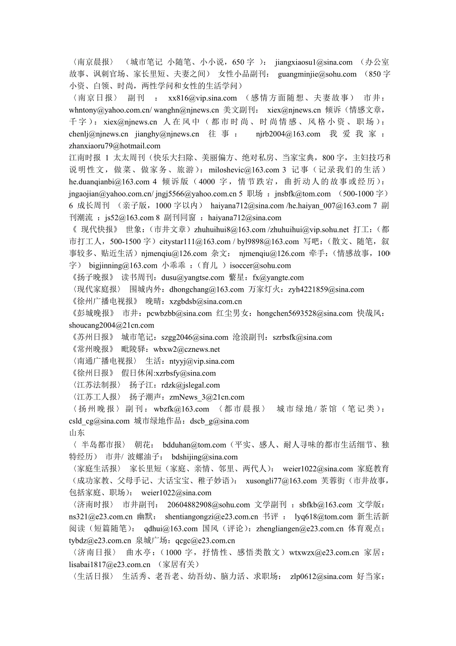 最新全国各地报纸邮箱、地址_第2页