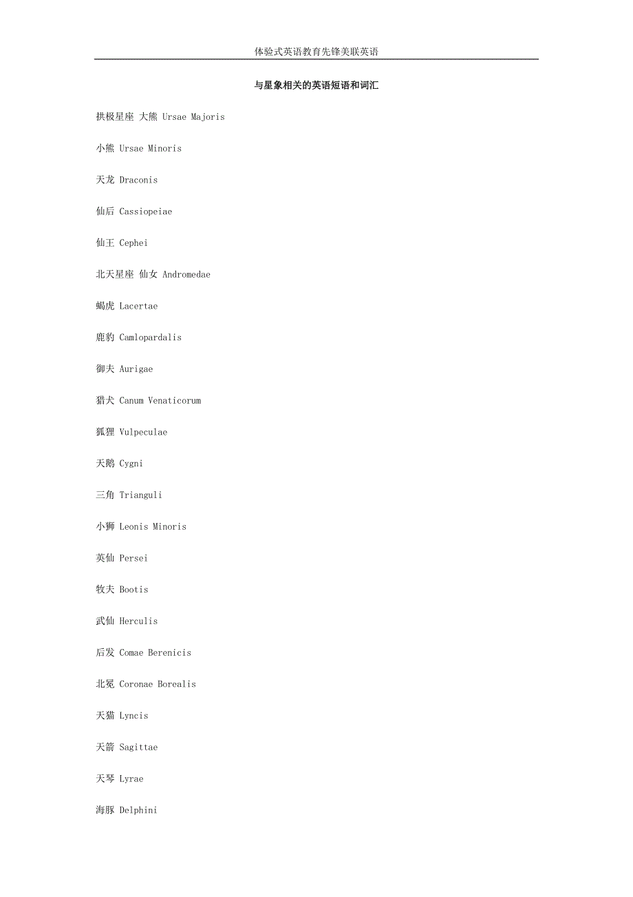 与星象相关的英语短语和词汇_第1页
