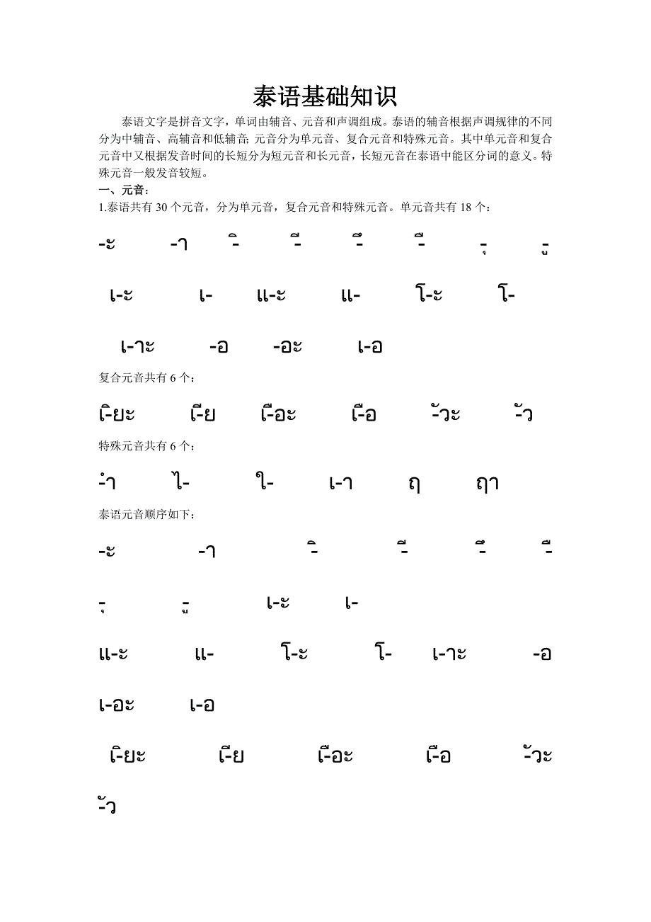 泰语基础+基本发音规律_第1页