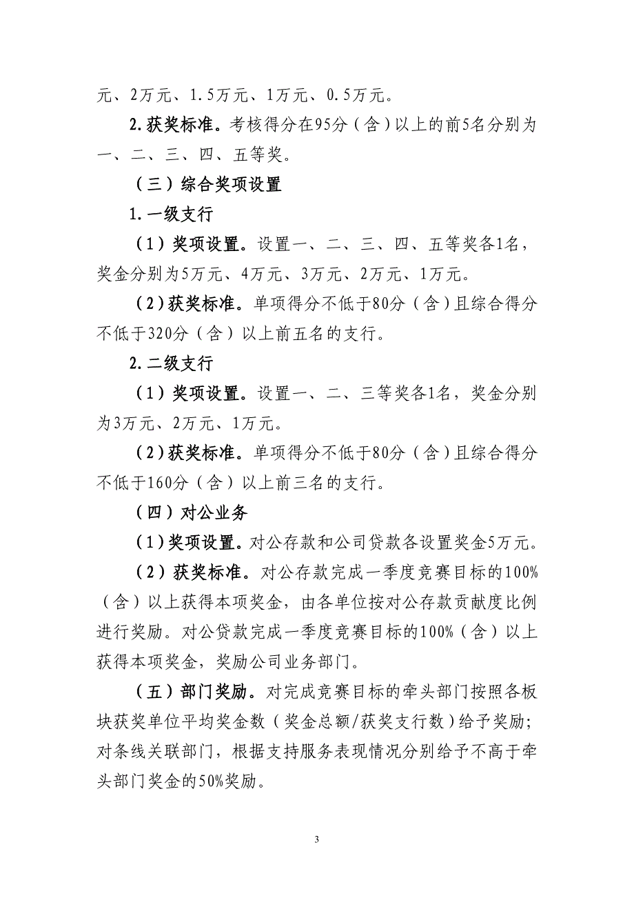 某商业银行2015年一季度旺季业务竞赛活动方案_第3页