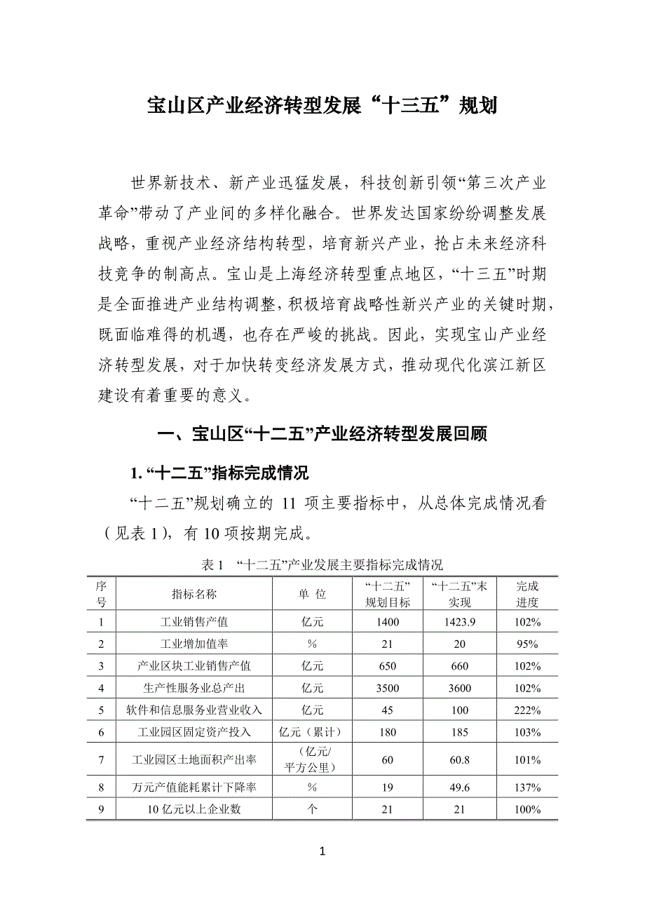 宝山区产业经济转型发展十三五规划_第1页