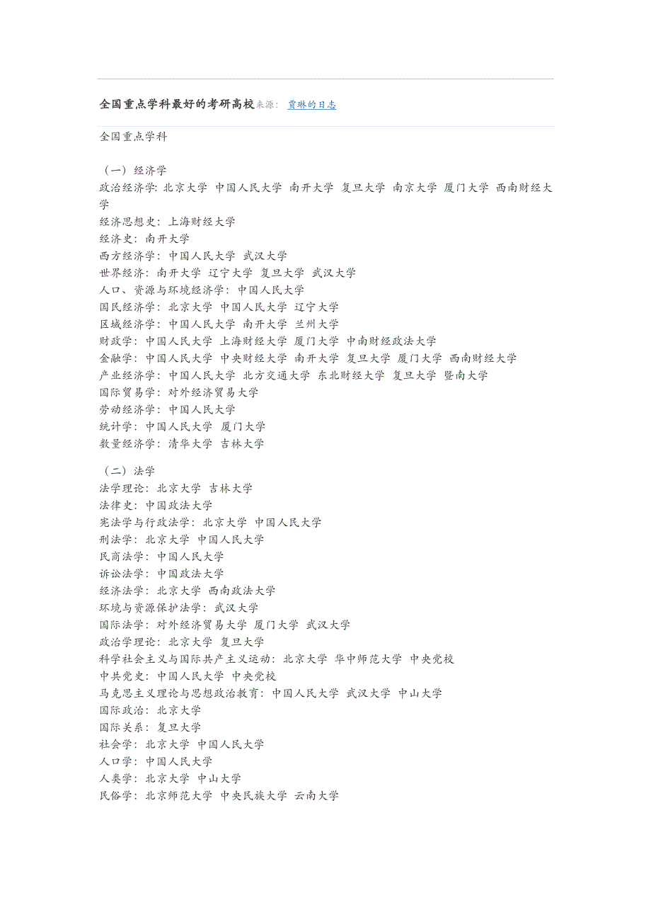 全国重点学科最好的考研高校来源_第1页