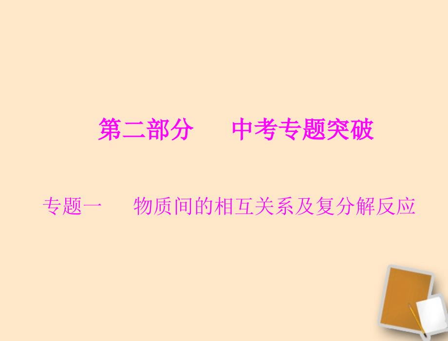 2012年中考化学复习资料 专题一 物质间的相互关系及复分解反应课件_第1页