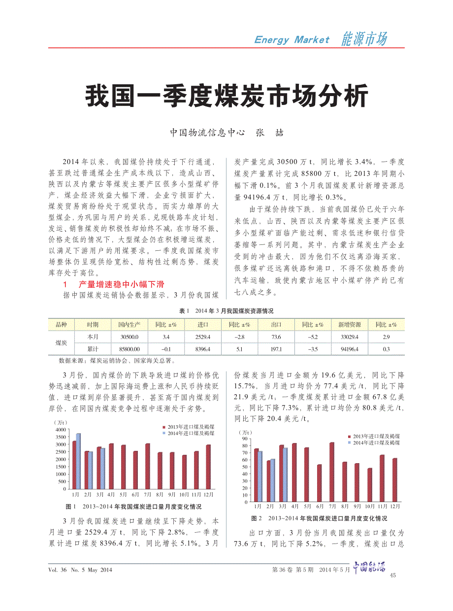 我国一季度煤炭市场分析_第1页