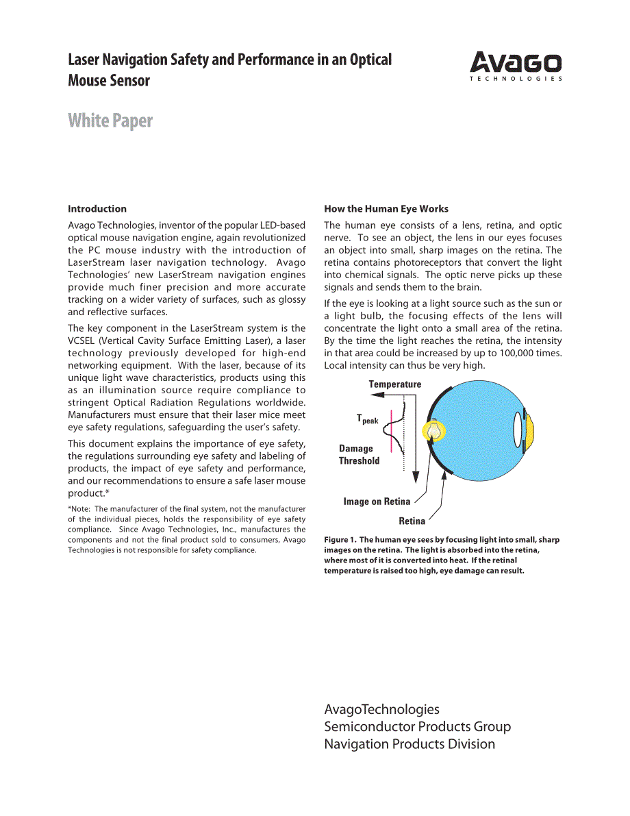 光学鼠标传感器的激光导航安全性和性能_第1页