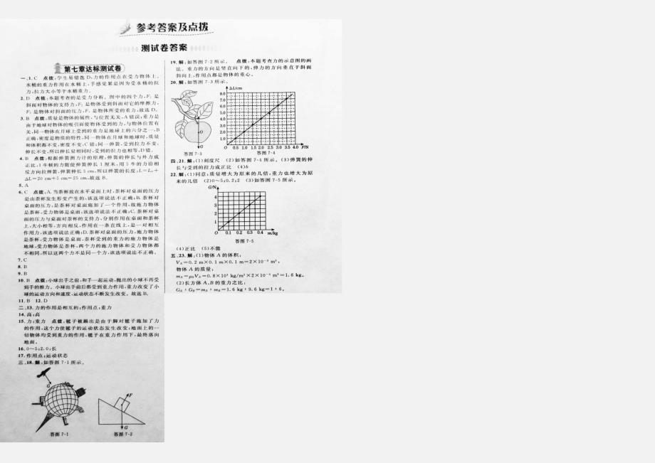 【典中点】2014人教版八年级物理下册第七章《力》达标_第3页