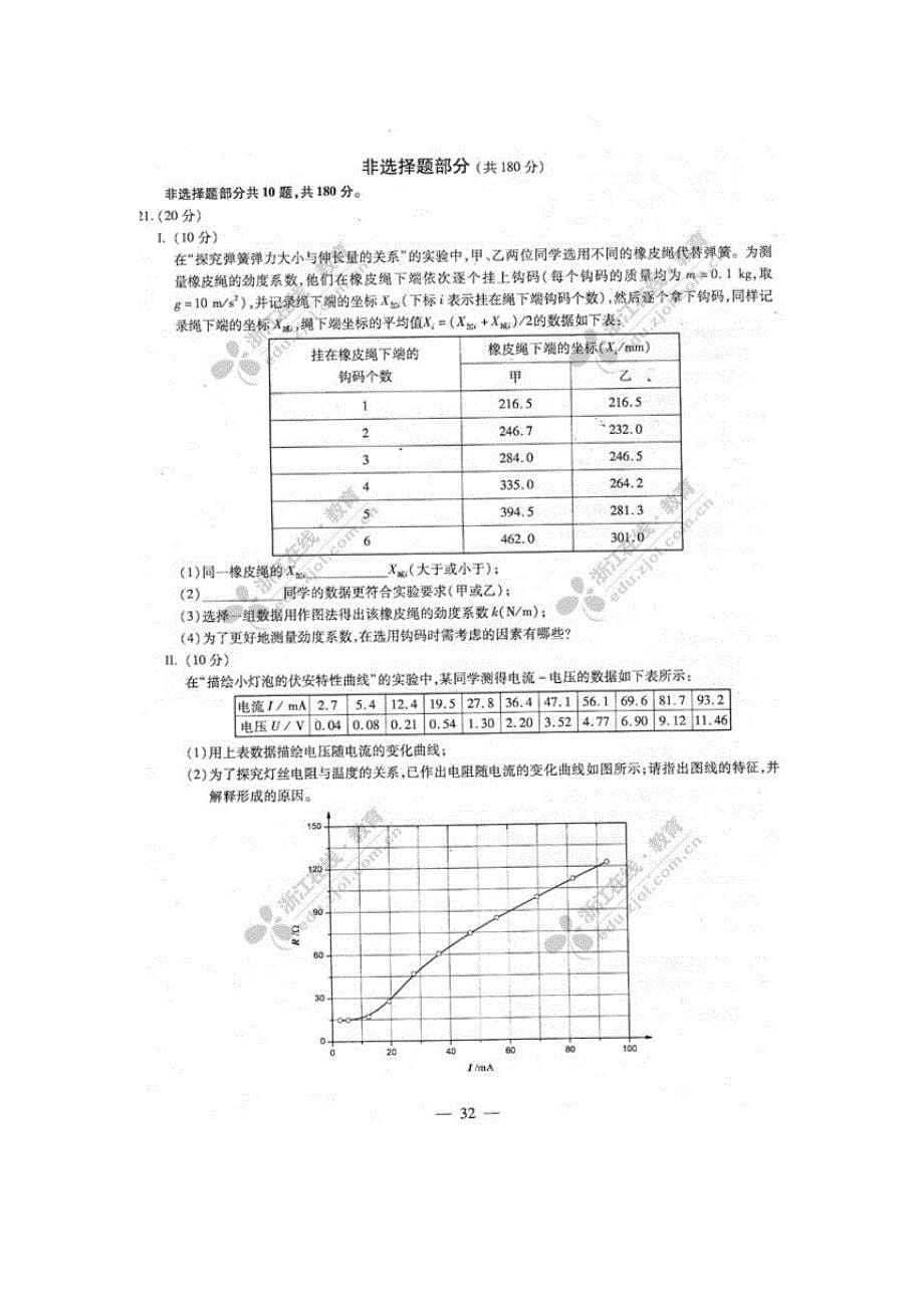 2010年浙江高考理综试题及答案(扫描版)_第5页