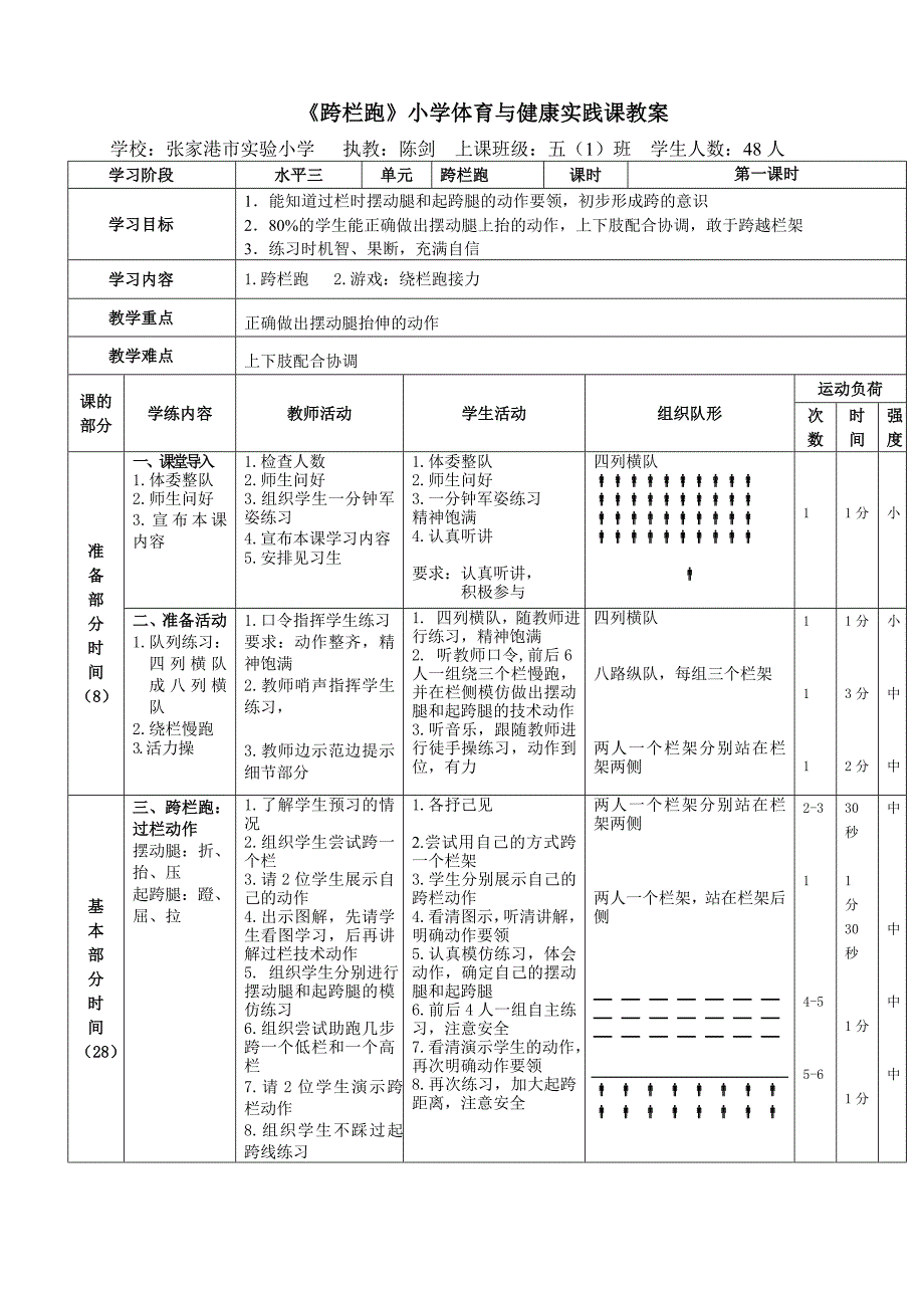 水平三（五年级）《跨栏跑》教学设计_第2页