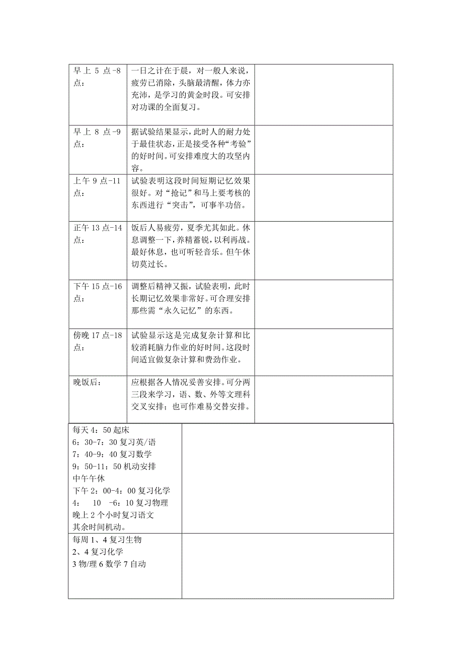 高三理科日计划详细表_第1页