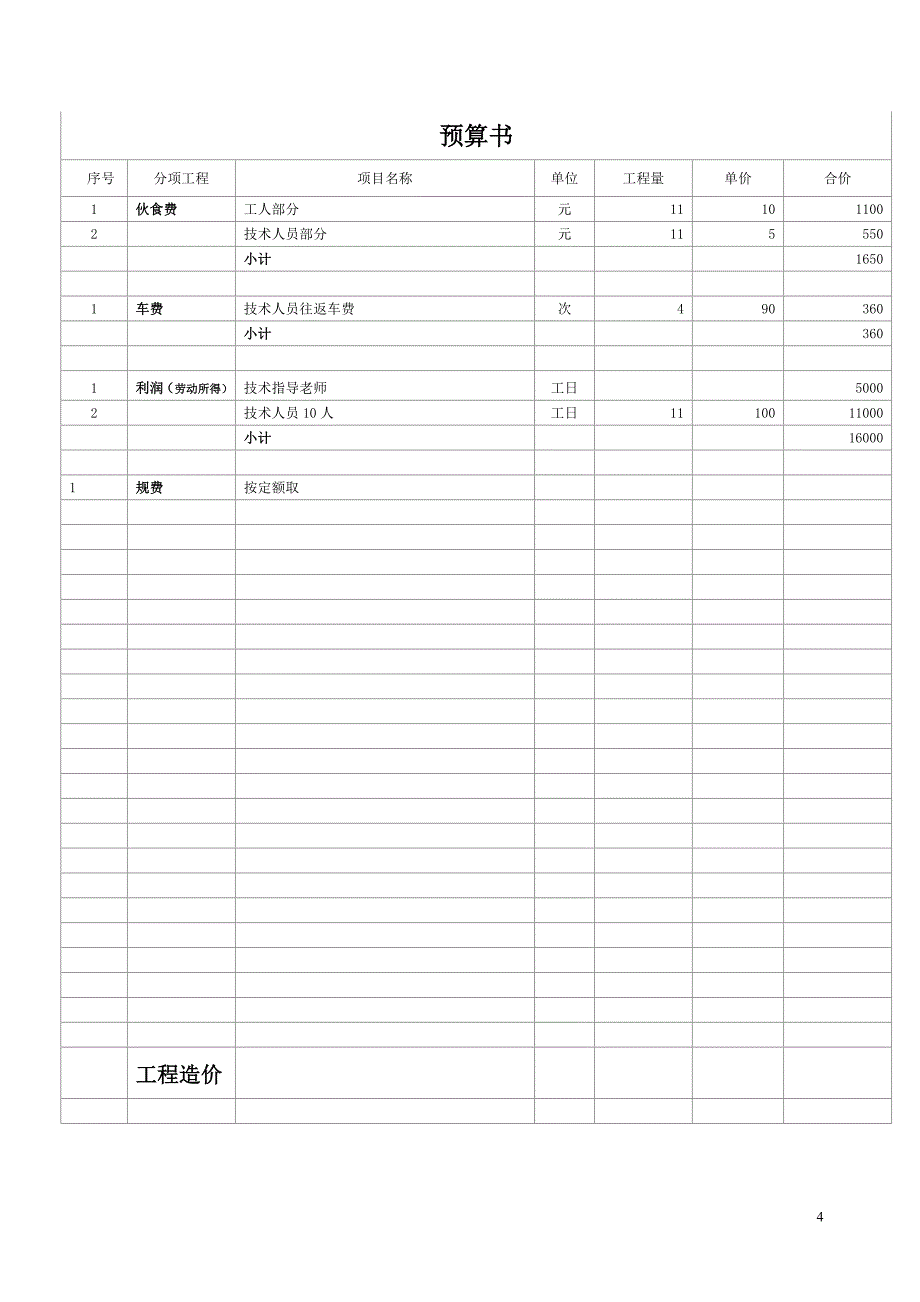 猪舍预算书(1)_第4页