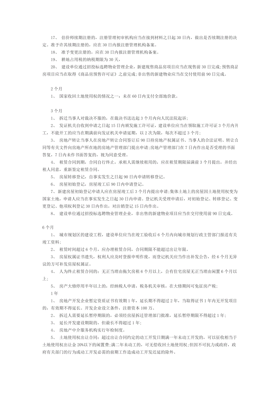 房地产法律制度规定日期总结_第3页