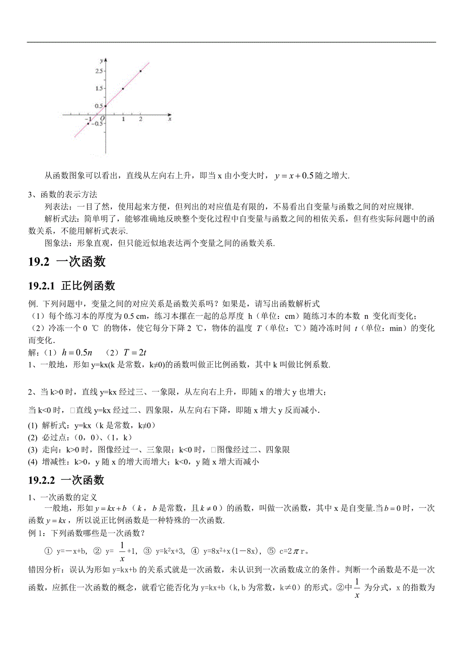 人教版初中数学第十九章一次函数知识点_第3页