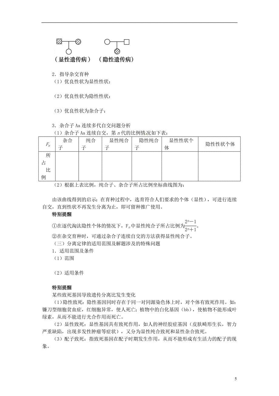 2014高考生物第一轮复习孟德尔的豌豆杂交实验(一)学案(含解析)_第5页