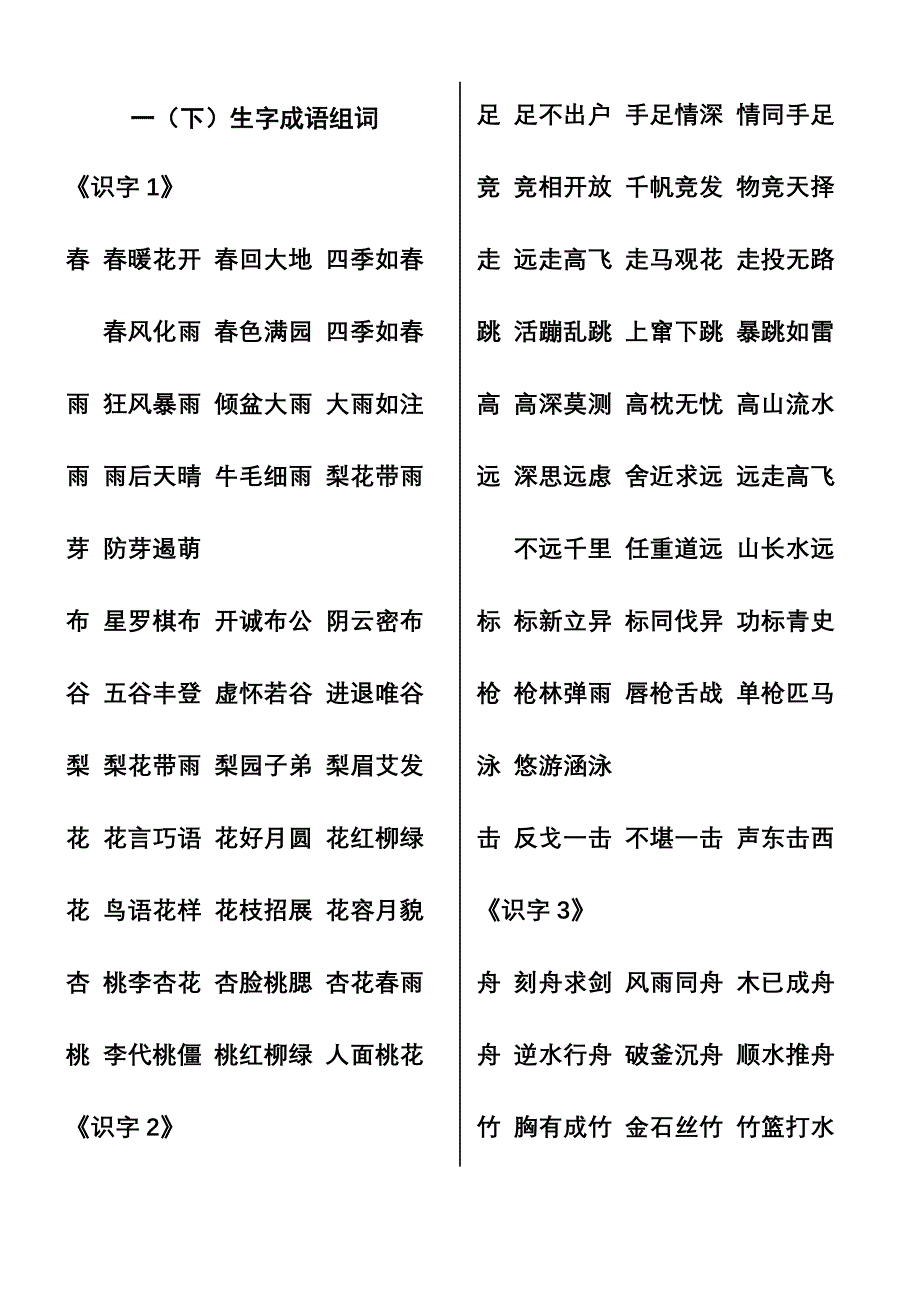 一(下)生字成语_第1页