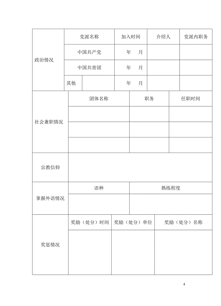 职工基本情况登记表_第4页