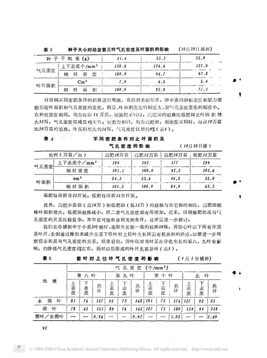 影响小麦叶片气孔密度变化因素的探讨_第5页