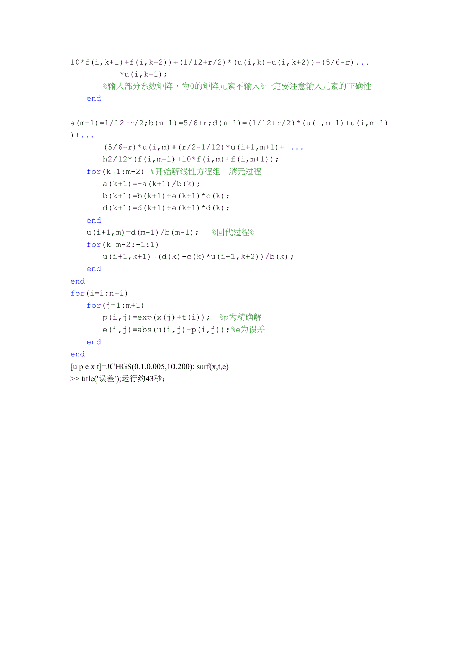 一维抛物线偏微分方程数值解法(4)(附图及matlab程序)_第2页
