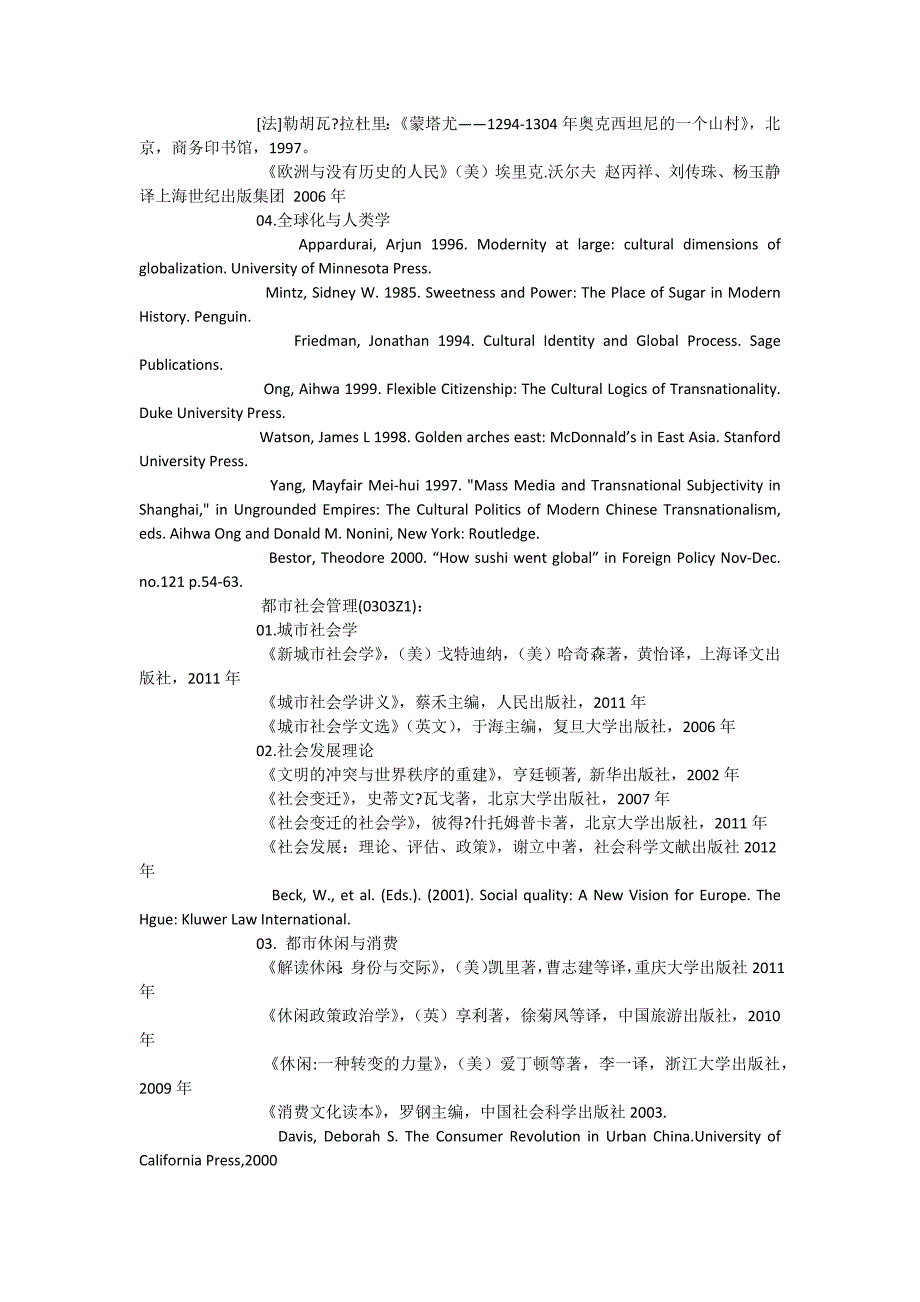 上海大学2013社会学博士招生目录及书目_第4页