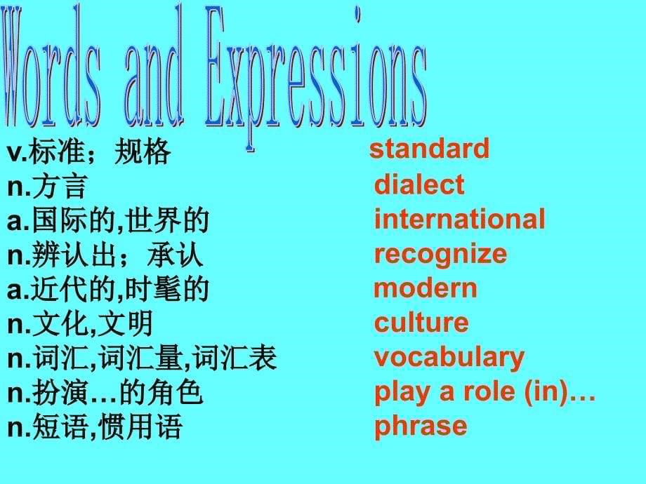 人教新目标高一英语课件上册unit 2 Standard English and Dialects_第5页