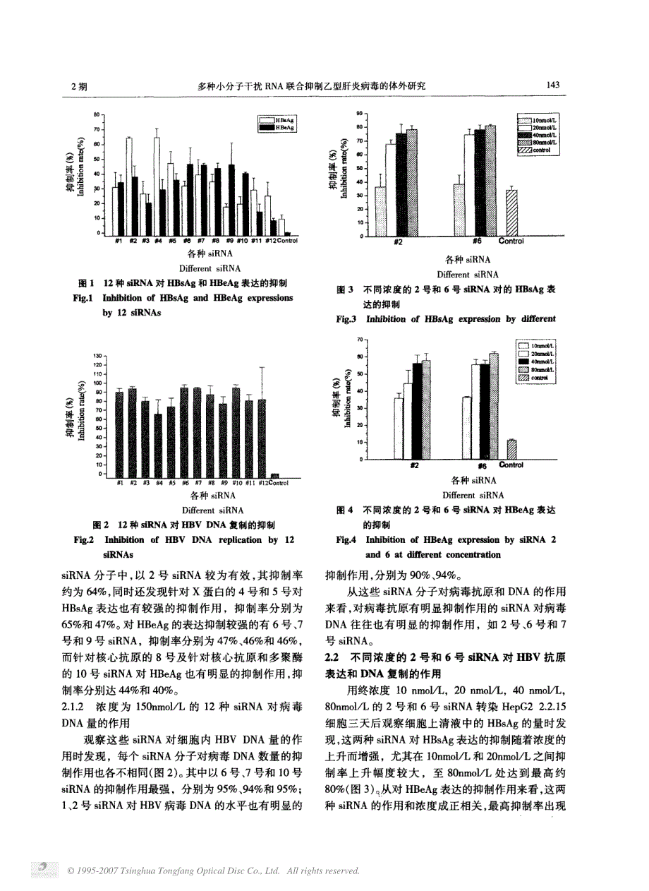 多种小分子干扰rna联合抑制乙型肝炎病毒的体外研究_第3页