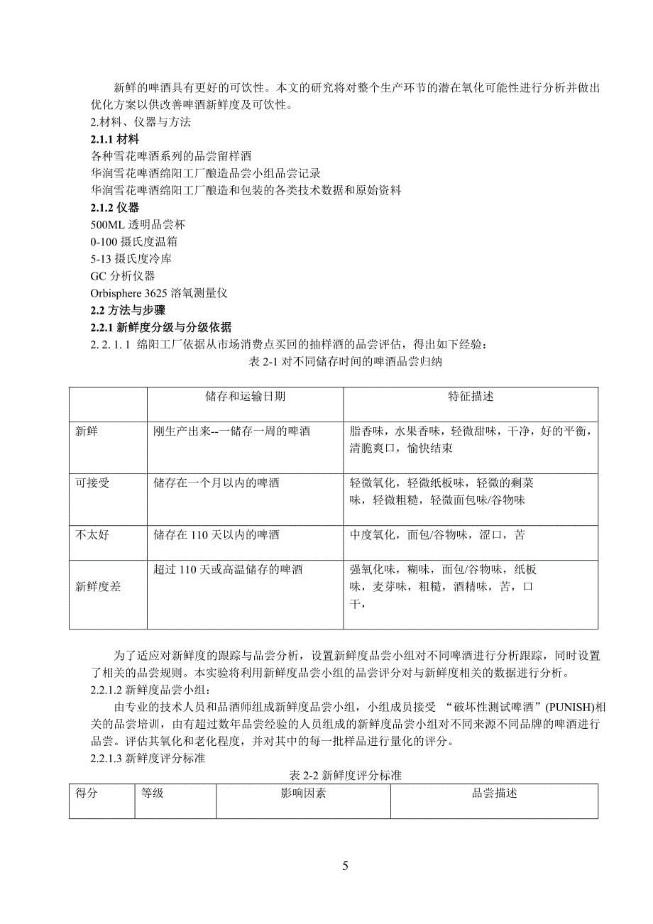 啤酒新鲜度控制研究_第5页