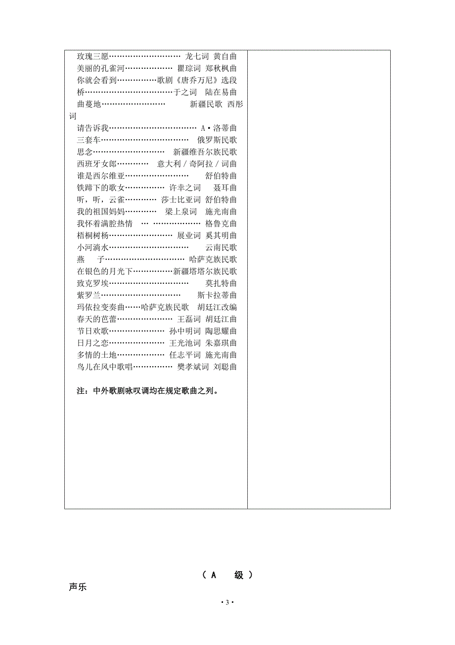 省a级声乐测试内容与要求_第3页