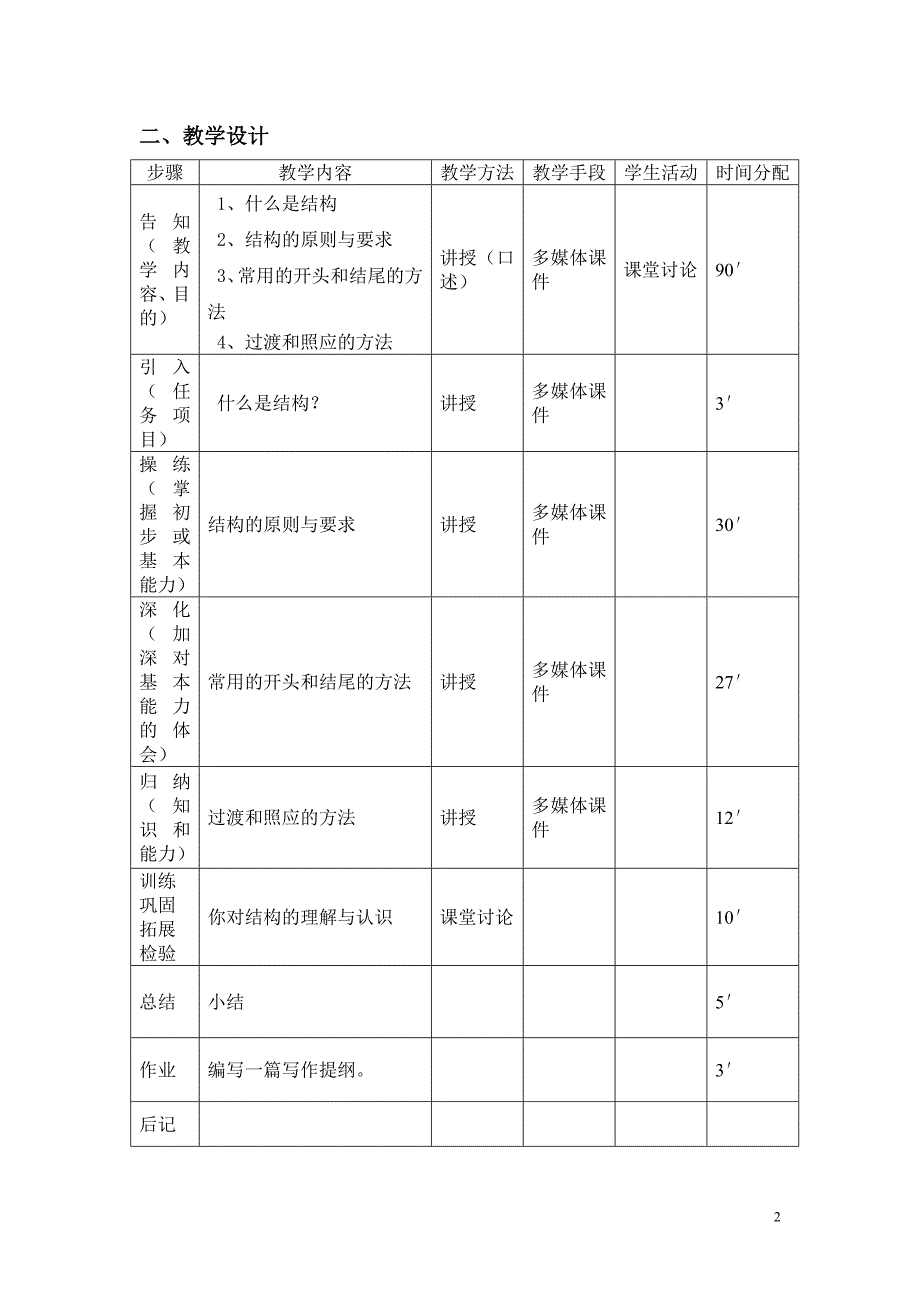 基础写作结构课程教学设计_第2页