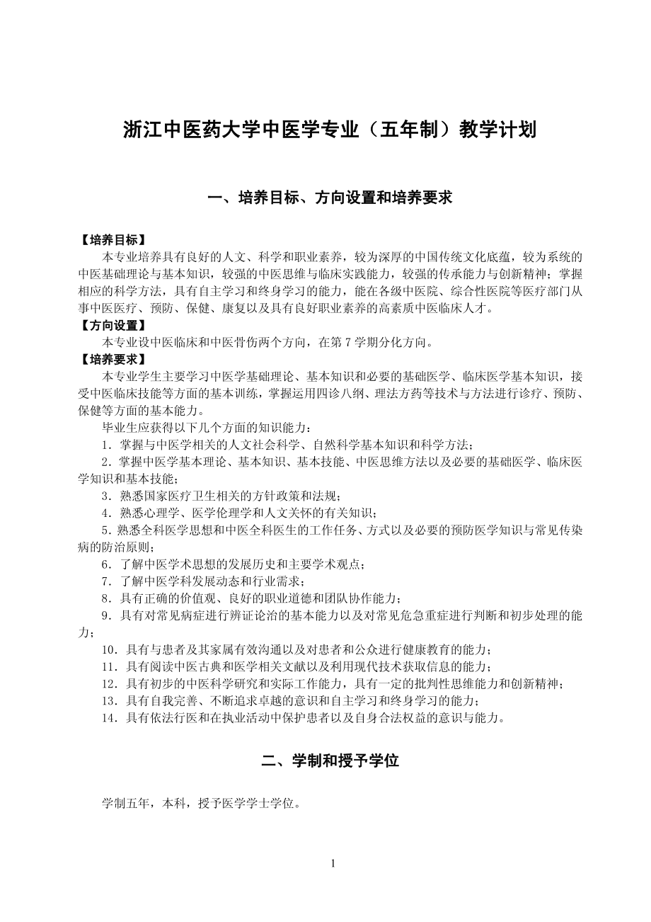 浙江中医药大学专业课程设置_第1页