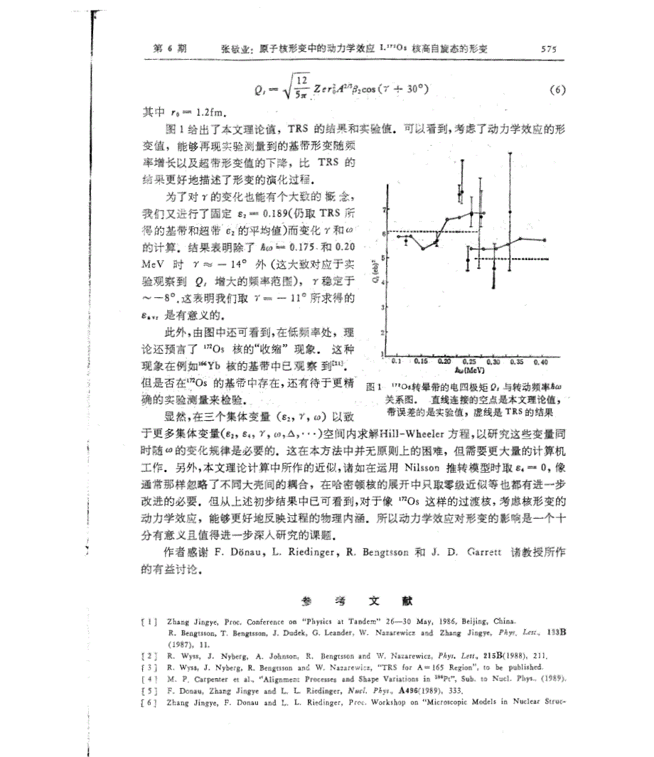 原子核形变中的动力学效应i. 172os核高自旋态的形变_第3页