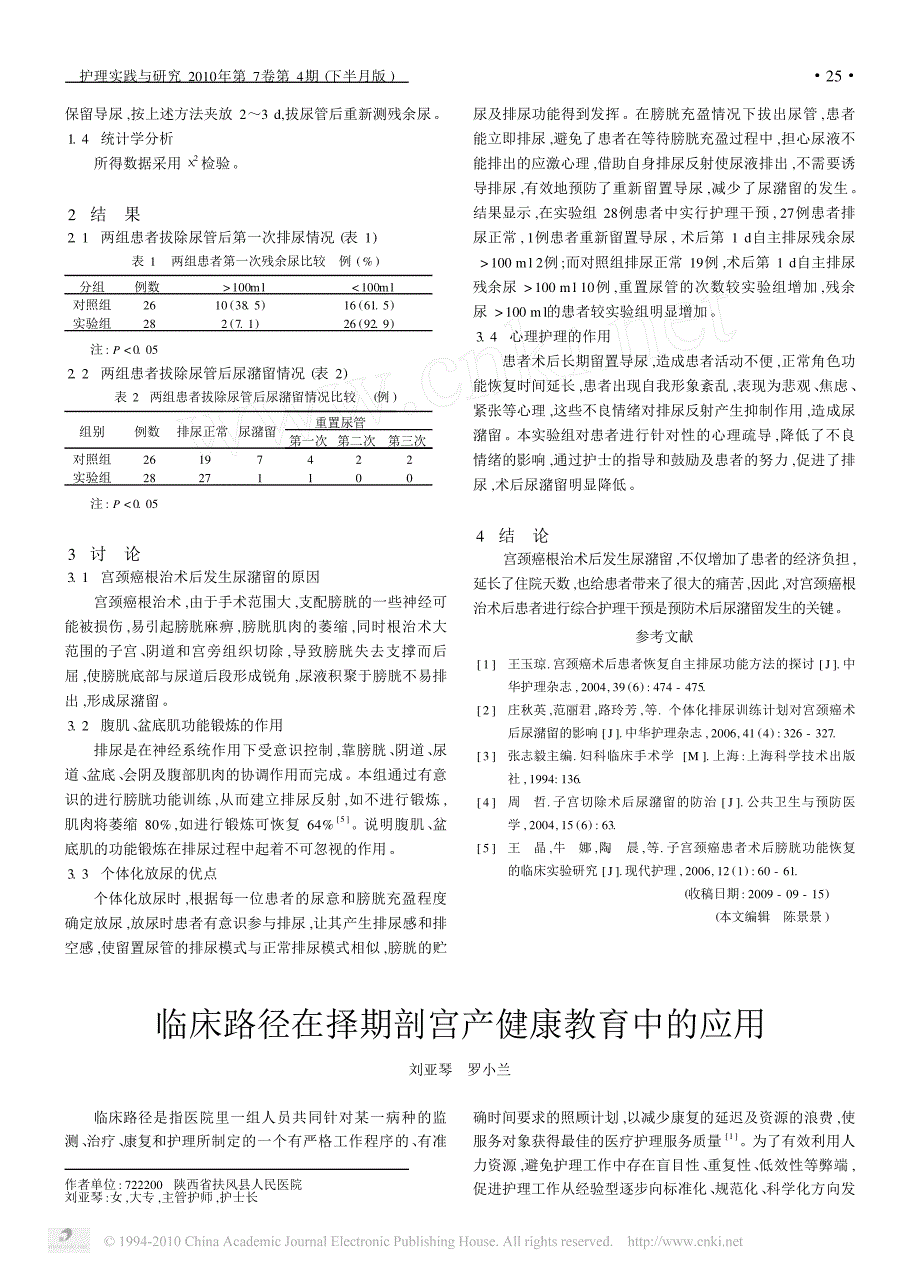 宫颈癌根治术后尿潴留的护理干预_第2页