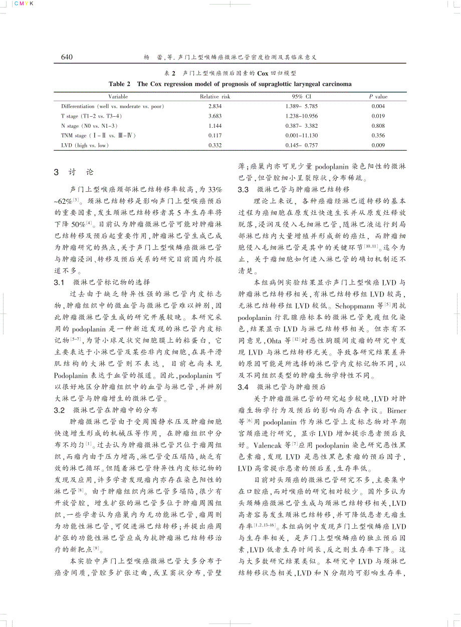 声门上型喉鳞癌微淋巴管密度检测及其临床意义_第4页