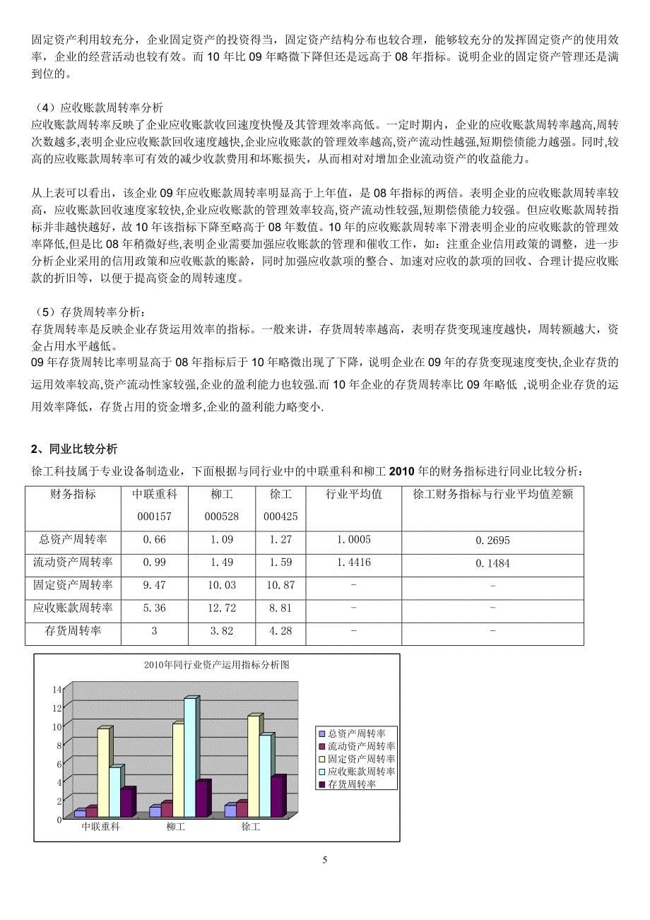 徐工科技资产运用效率分析报告--财务报表分析形成性测评第二次作业_第5页