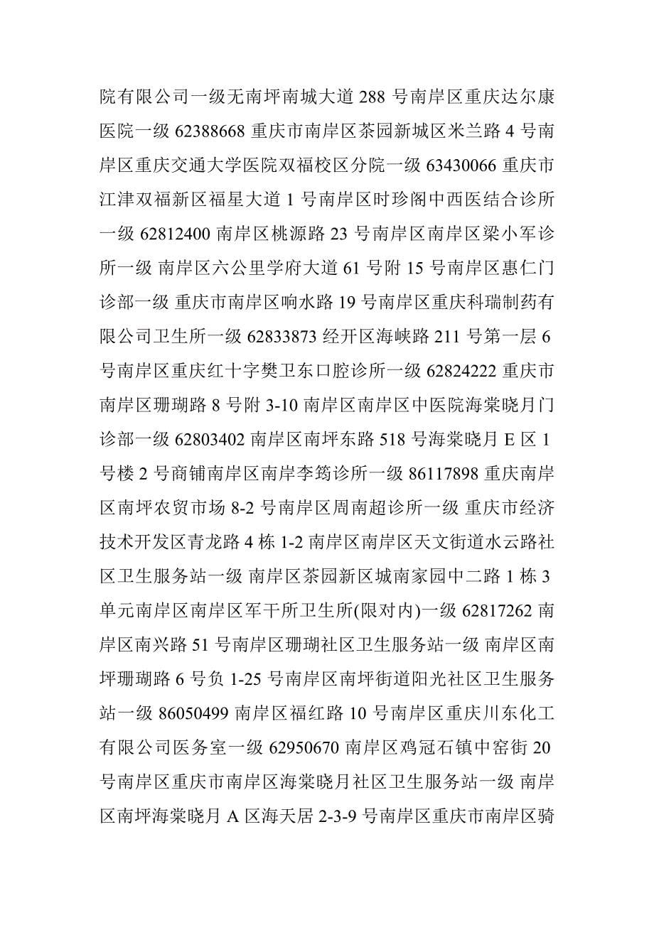 重庆市南岸区医保定点医疗机构地址、电话_第5页