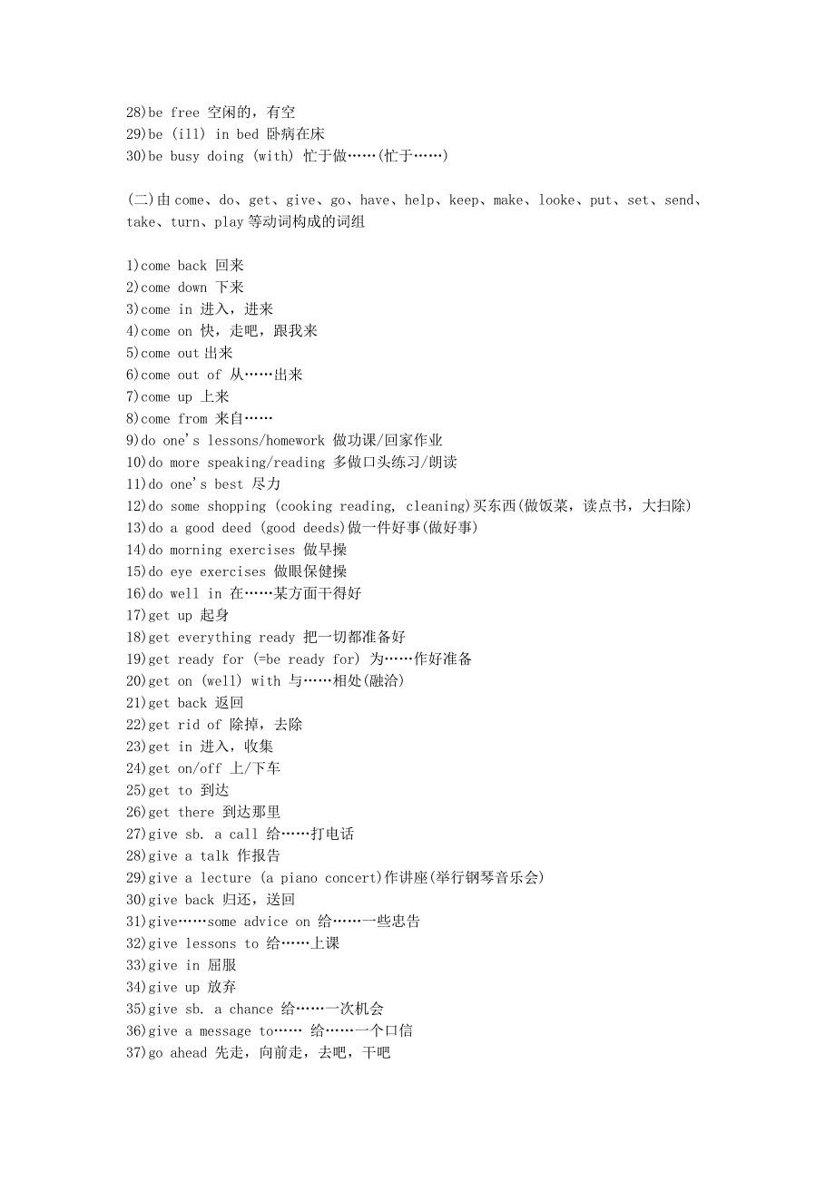 初中重点英语词组汇总【适用于考生】_第2页