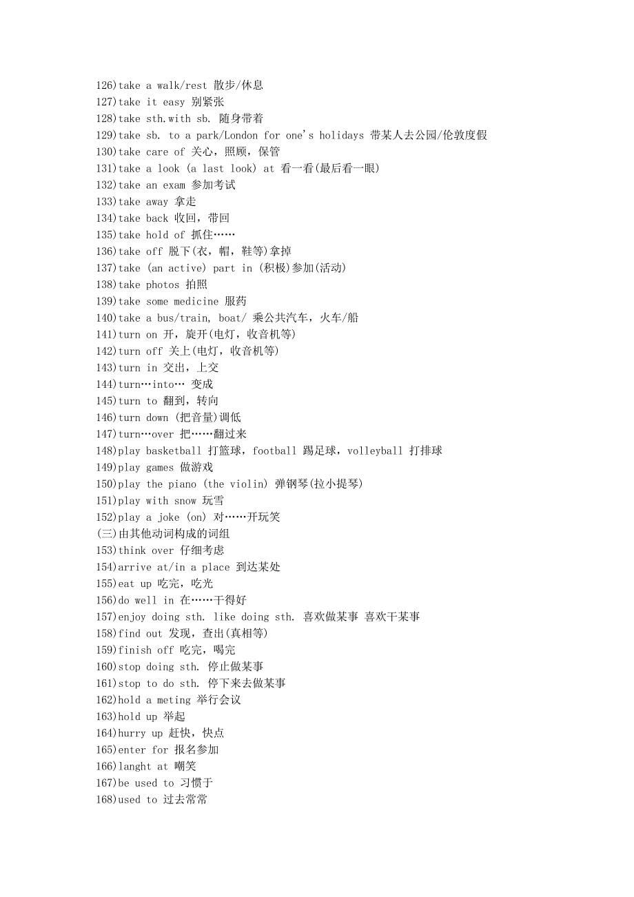 初中重点英语词组汇总【适用于考生】_第5页