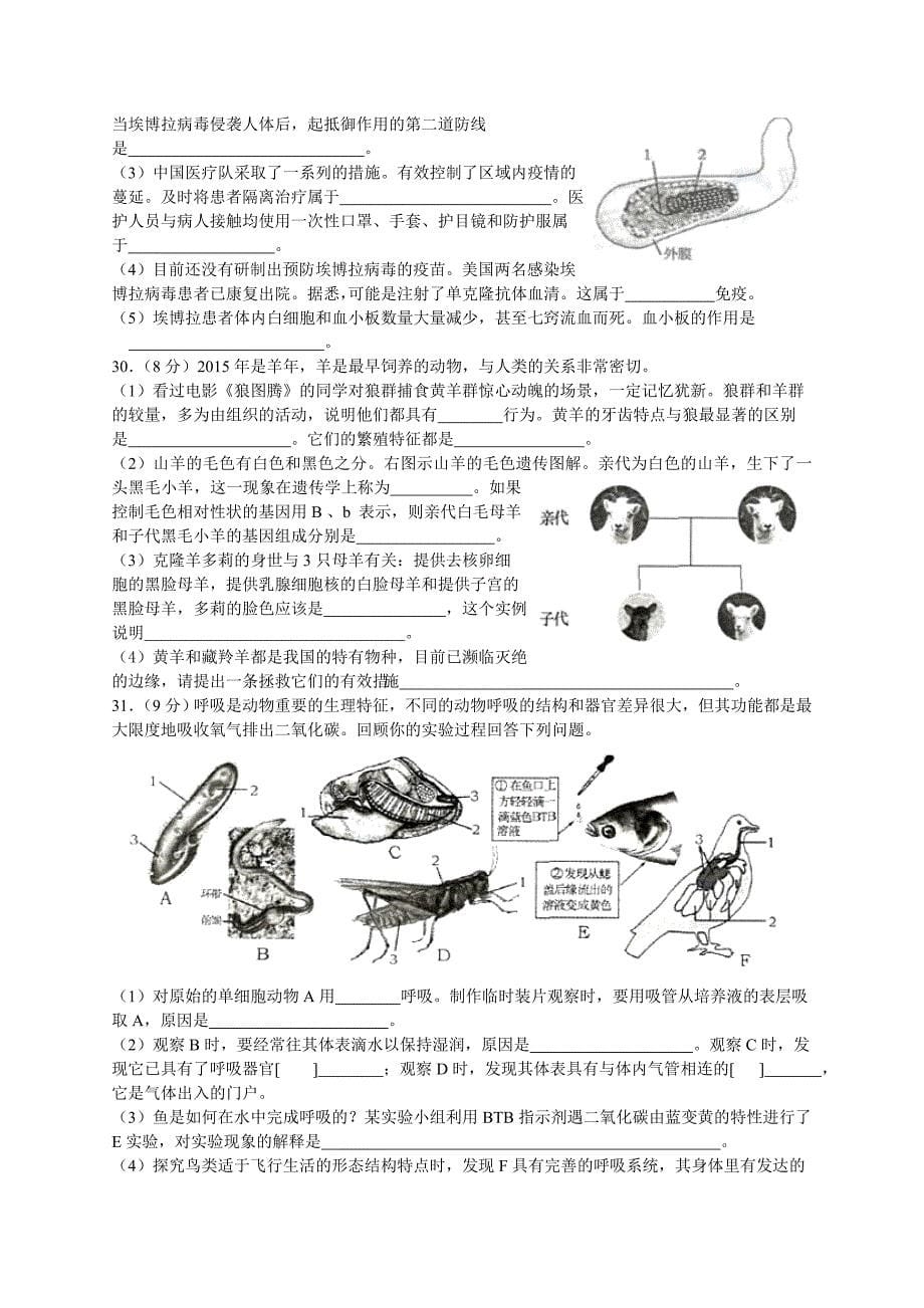 2015年山东省烟台市初中学业考试生物题及答案_第5页