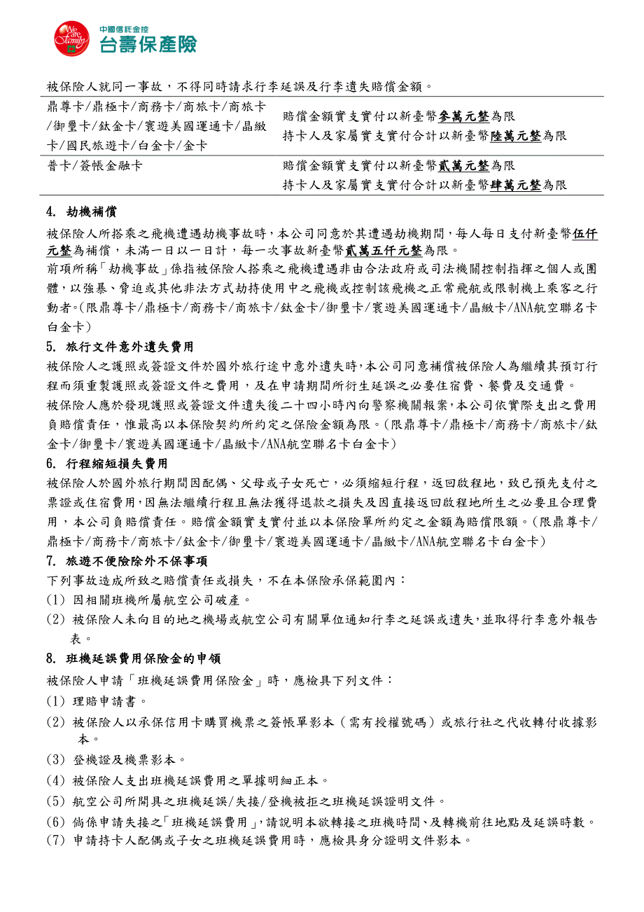 台寿保产物信用卡综合保险（a）保险证明_第3页