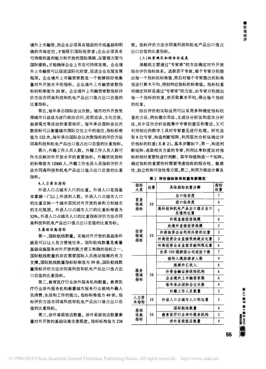 对外开放综合评价指标体系的基本框架_以杭州为例_第5页