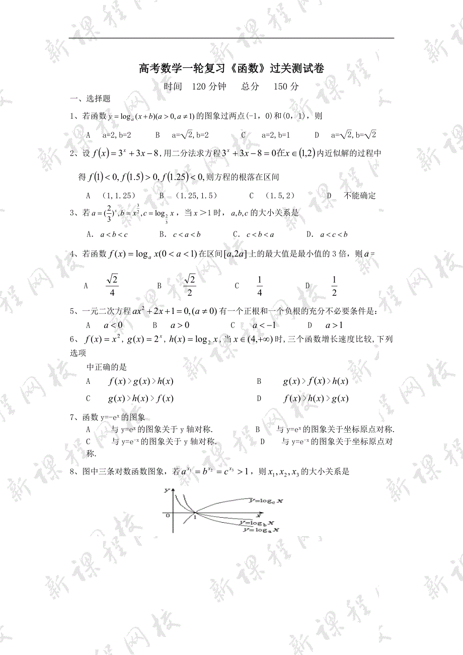 高考复习函数测试题_第1页