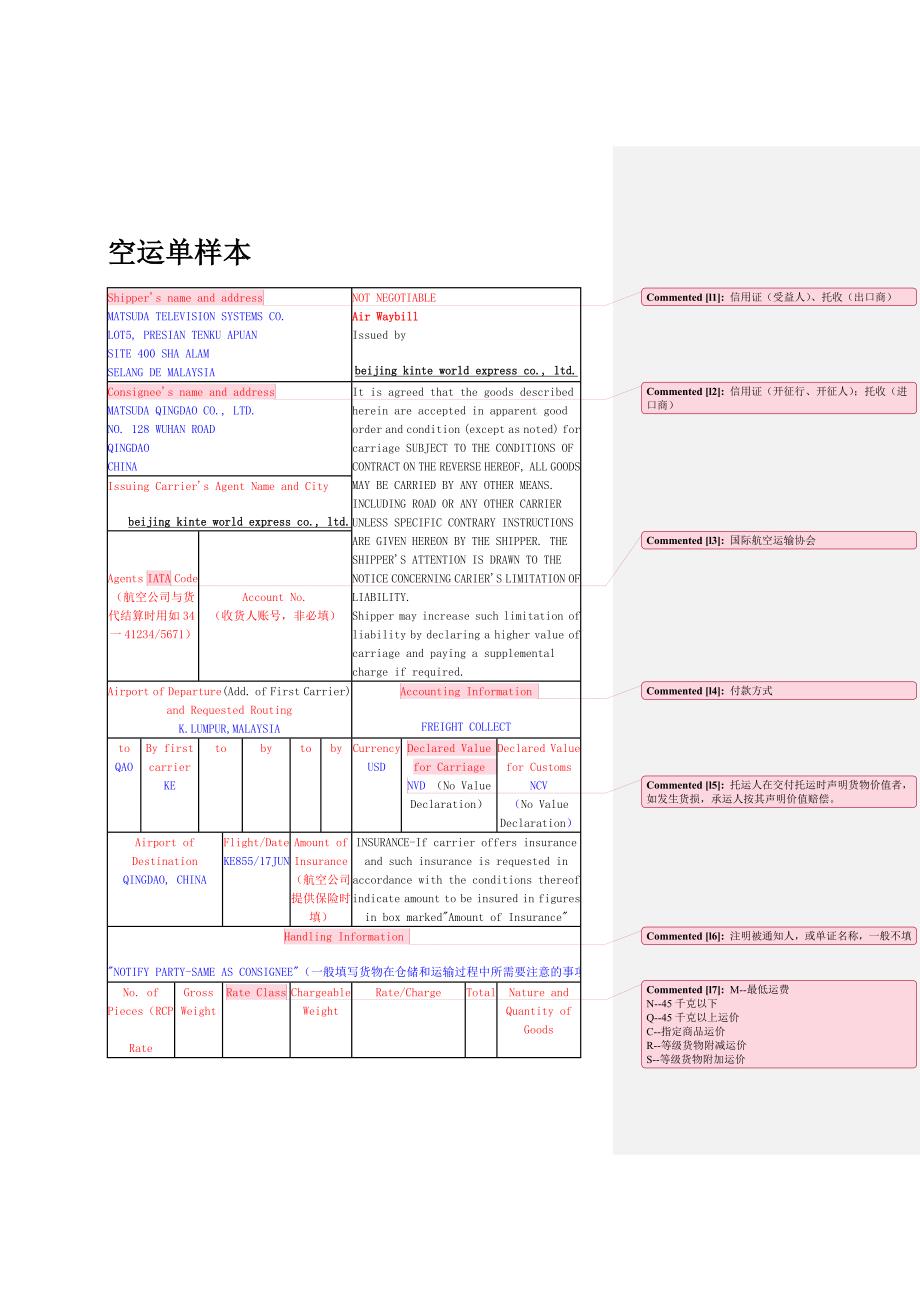 航空运单样本_第1页