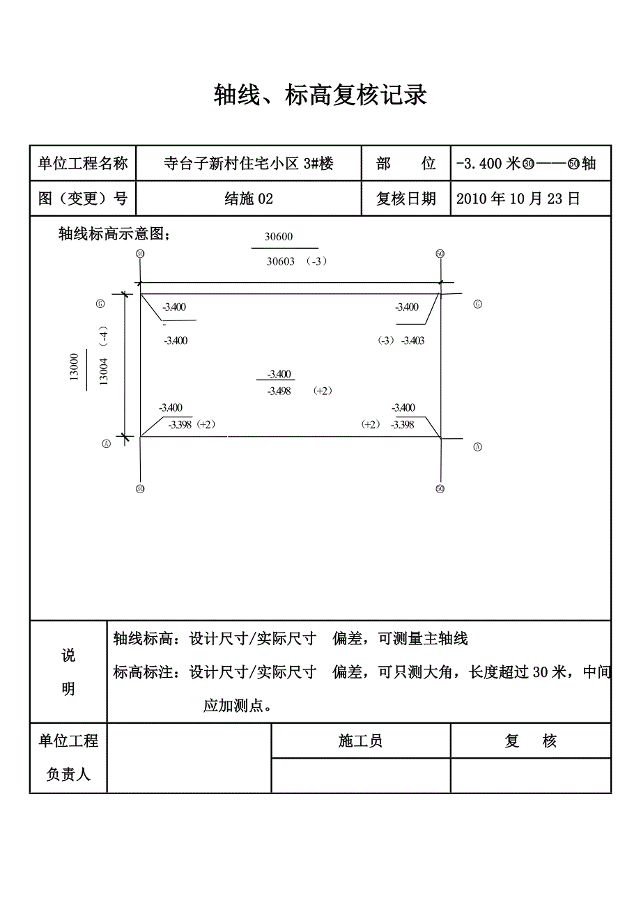 轴线标高复测记录_第1页