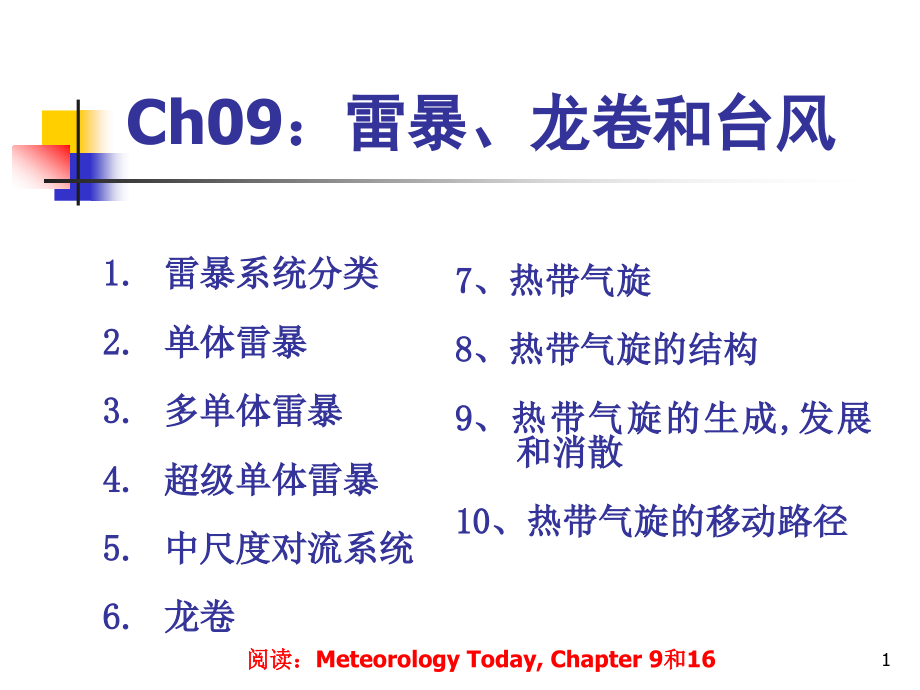 Ch09.雷暴、龙卷和台风 大气科学导论课件_第1页