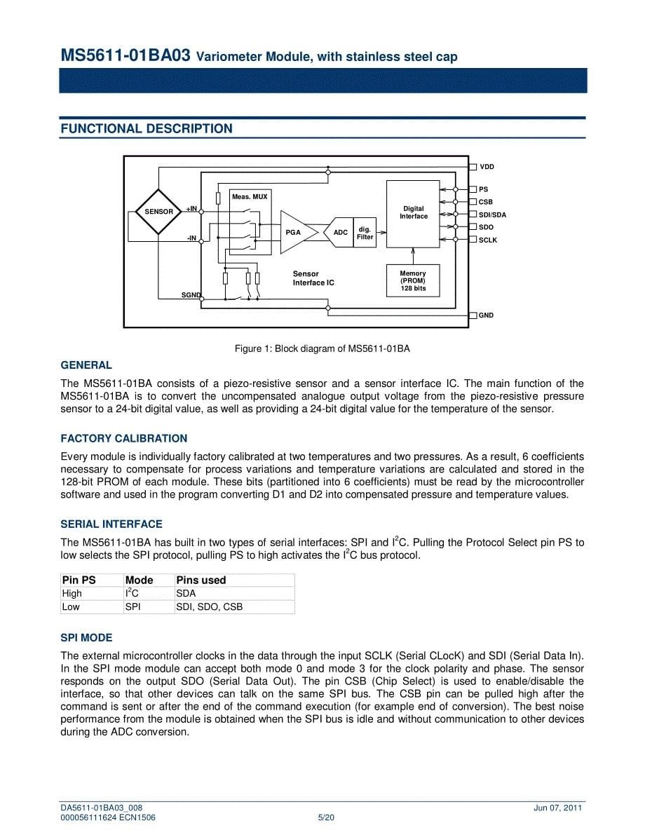 高分辨率数字气压传感器MS5611-01BA03_第5页